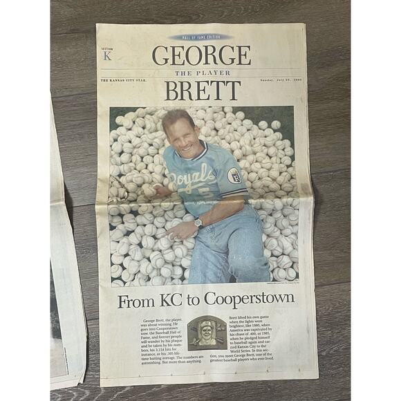 Kansas City Star Newspaper GEORGE BRETT KC Royals Cooperstown 1999 MLB Editorial - Picture 2 of 8